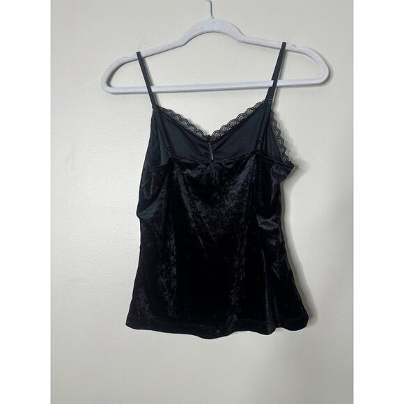 Thalia Sodi Y2K Black Velvet Lace Trim Cami Tank Top Small Whimsigoth Witchy - Picture 3 of 7